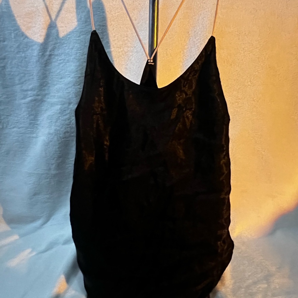 Victoria's Secret Black Velvet Camisole with Spaghetti Straps